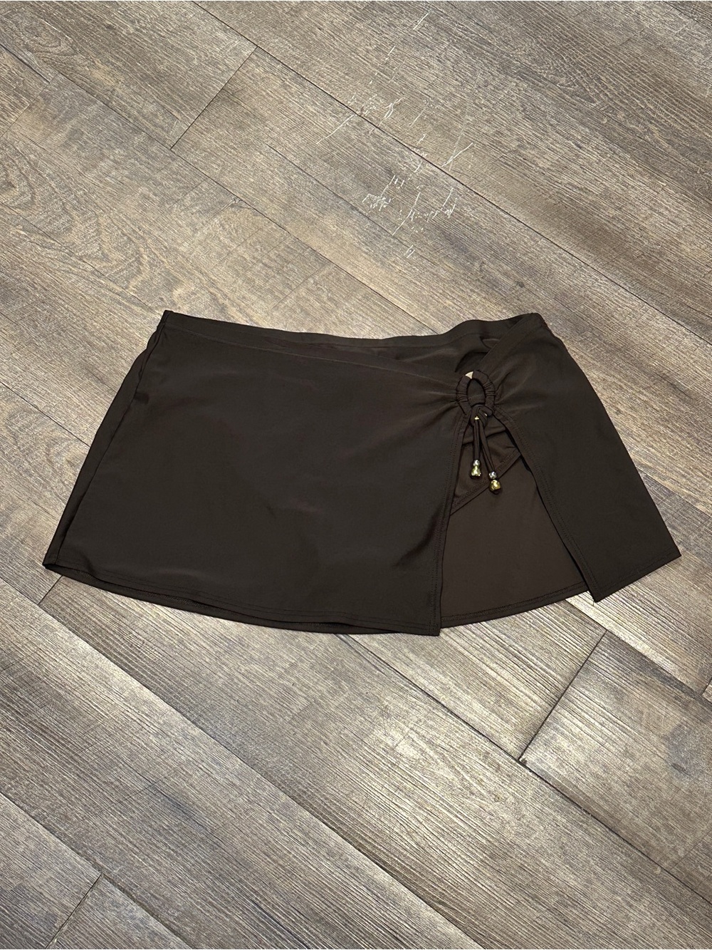 Brown Swim Skirt with Slit and Gold/Silver Charms Size Large